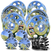 24” Big Hand Hole Forged Wheels & 8-to-10 Lug Adapter Kit – Fits 1984–1997 Ford F-350 Dually – Mirror Polished (6 Wheels w/ Chrome Caps)